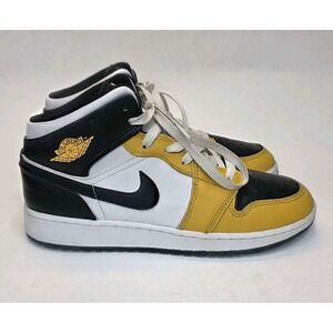 Youth Size 6Y Nike Air Jordan 1 Mid GS University Gold Black Yellow